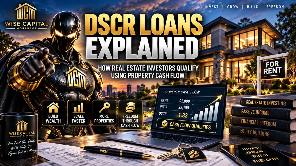 Illustrated Captain Equity figure beside a rental duplex and a debt service coverage ratio breakdown showing rent divided by PITIA