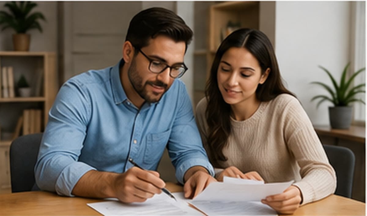 Couple reviewing FHA and conventional loan paperwork | Wise Capital Mortgage, Austin TX