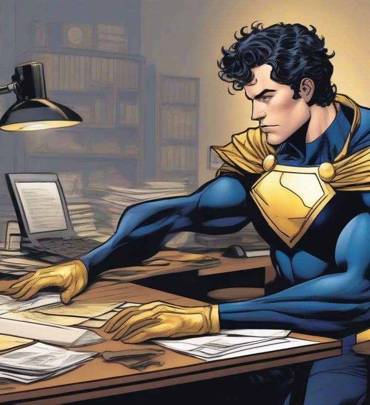 HOMEFRONT, Wise Capital Mortgage's home buyer hero, reviewing a pre-approval file at his desk